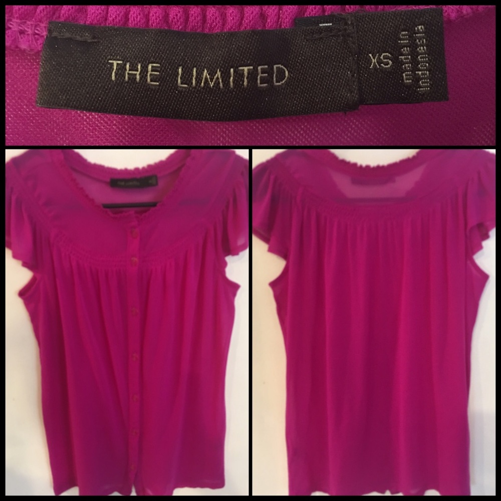 The Limited- Magenta Nylon Blouse-Button Down XS